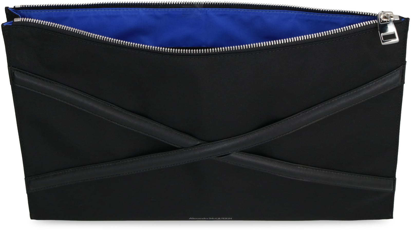 Shop Alexander Mcqueen Harness Nylon Pouch-bag With Logo In Black