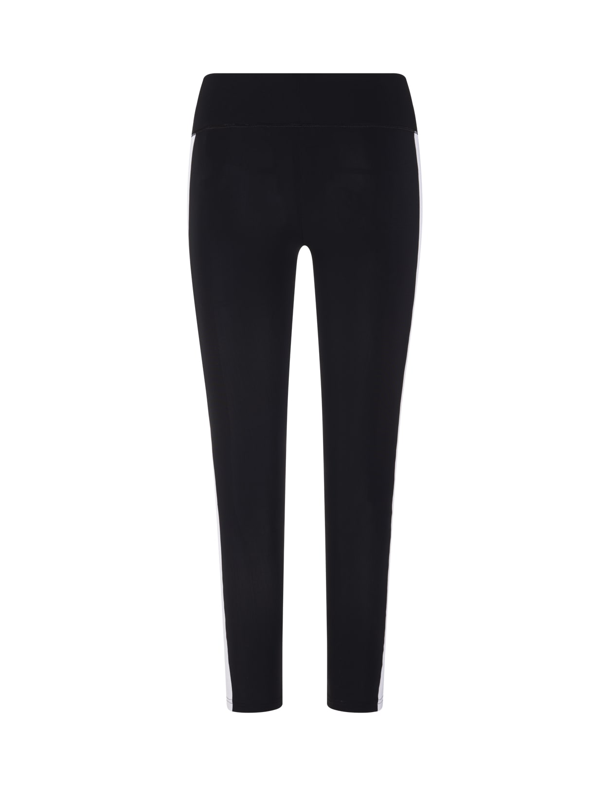 Shop Palm Angels Woman Black Leggings With Contrast Logo And Side Bands