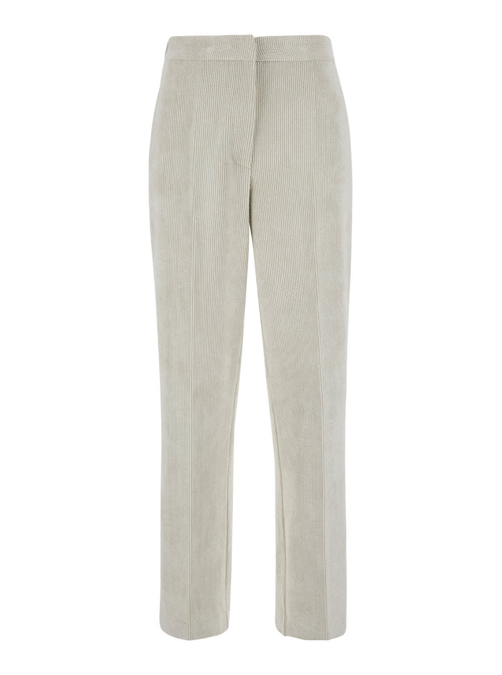 Rosso Puro White Straight Leg Pants In Velvet Woman