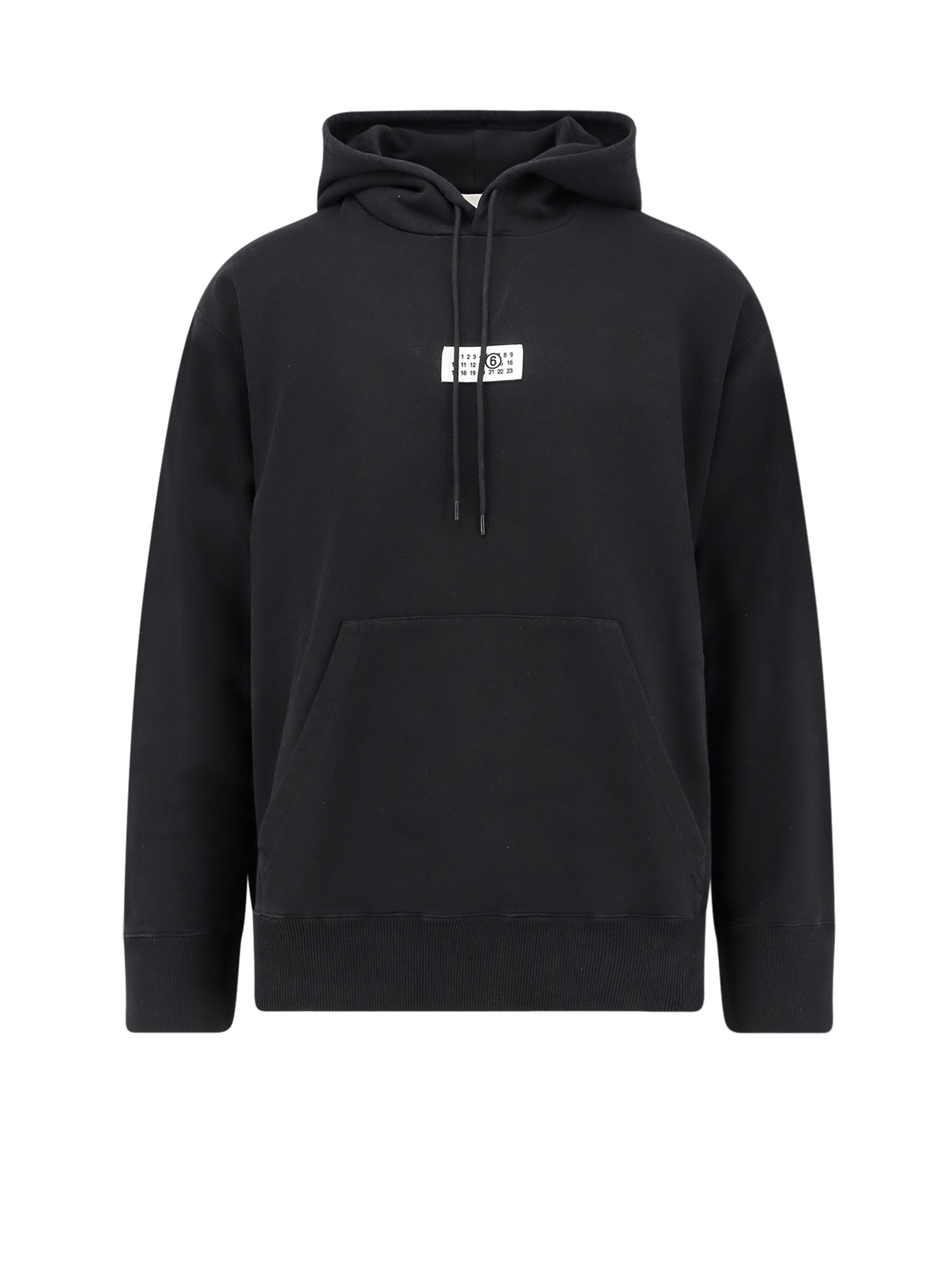 Mm6 Maison Margiela Cotton Hooded Sweatshirt In Black