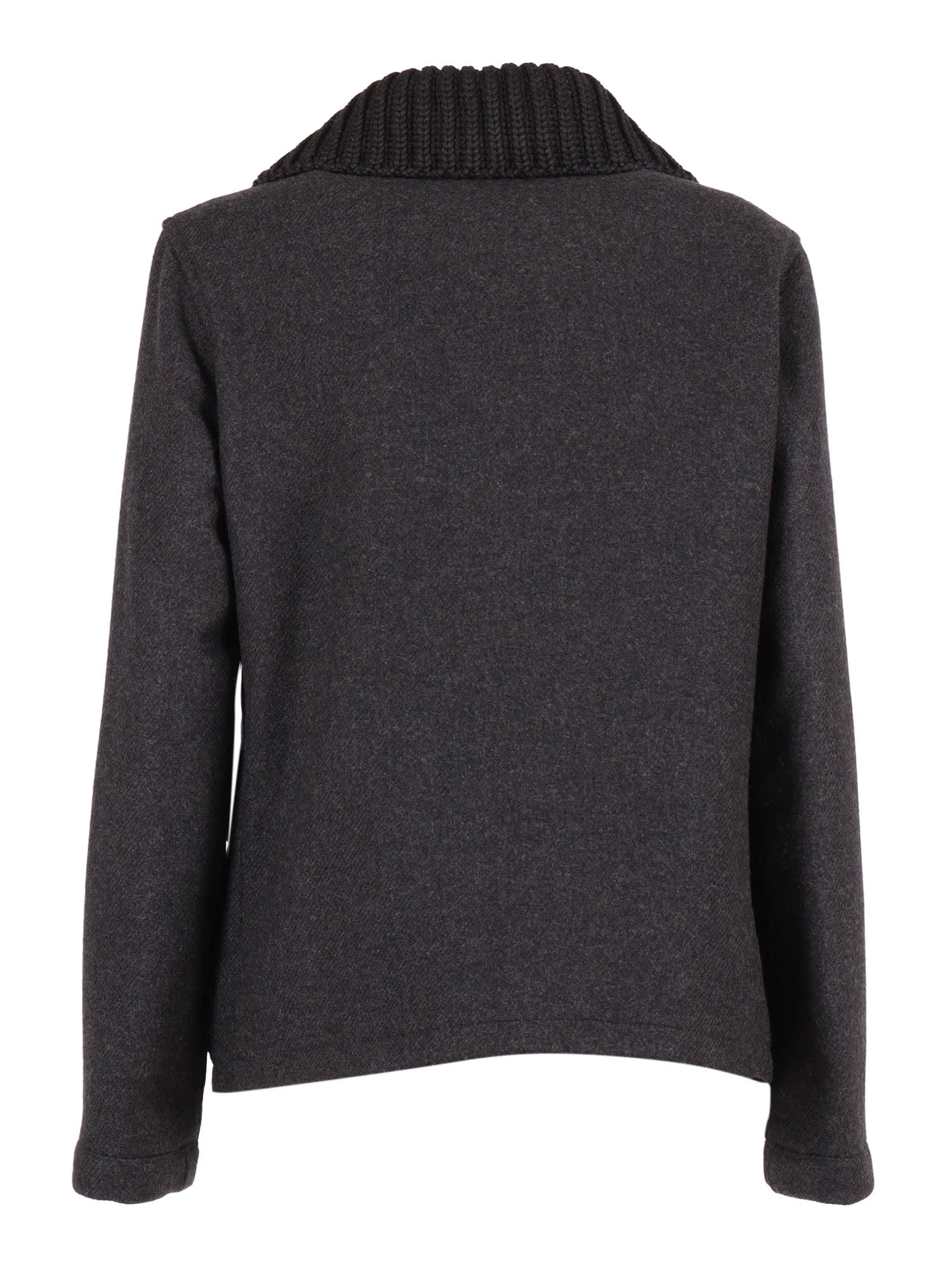 Fay Three-hook Wool Jacket With Removable Ribbed Collar And Iconic Closure In Multi