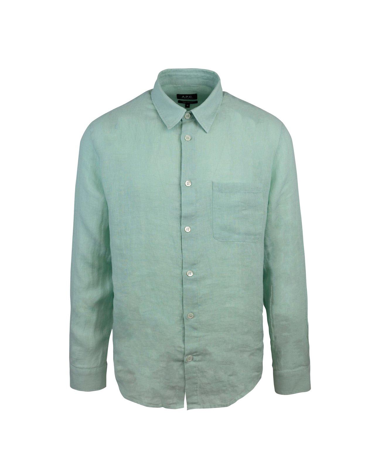 Shop Apc Buttoned Long-sleeved Shirt In Verde