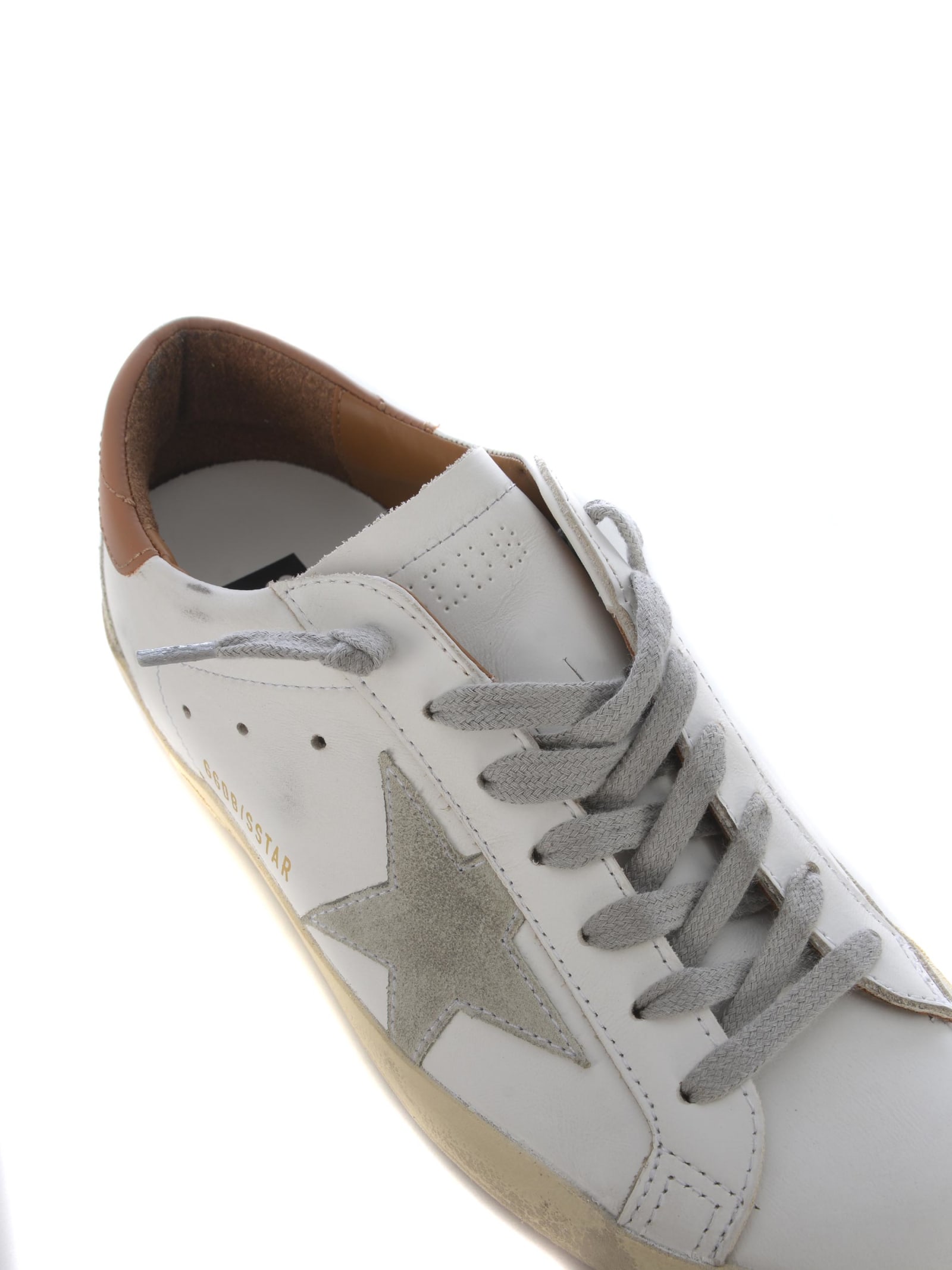 Shop Golden Goose Sneakers Golden Gooose Super Star Made Of Leather In Bianco