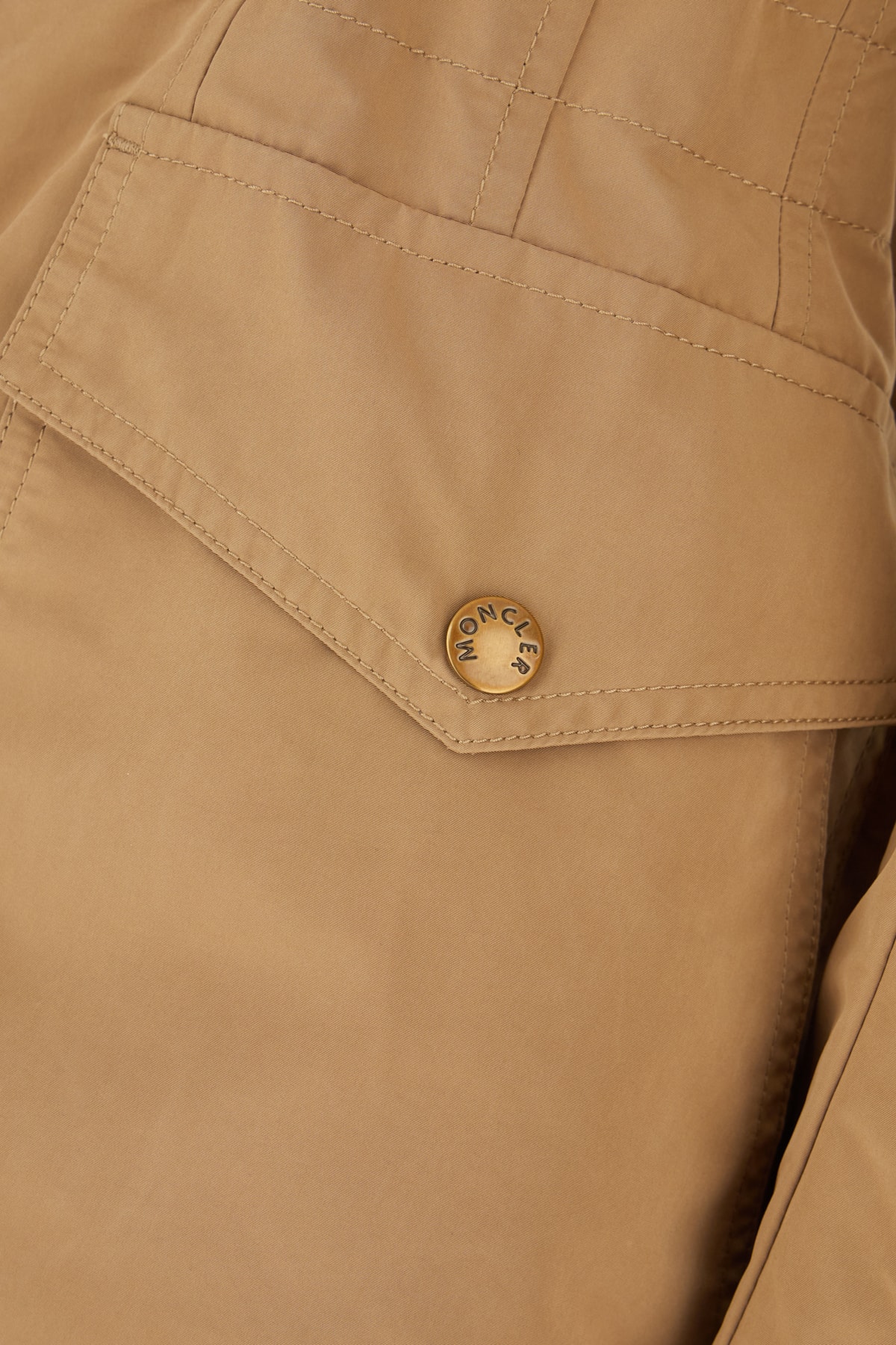 Moncler High-necked Long-sleeved Parka Coat In Beige