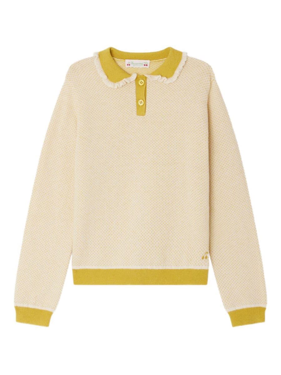 Bonpoint Jrynja Sweater In Wool And Cotton In Yellow