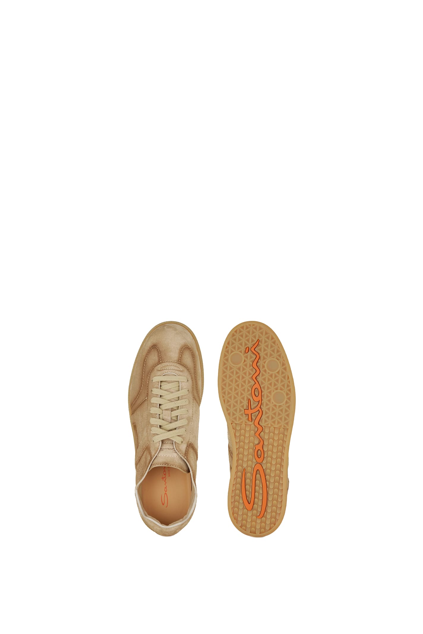 Santoni Soft Leather Sneakers For Casual Style In Natural