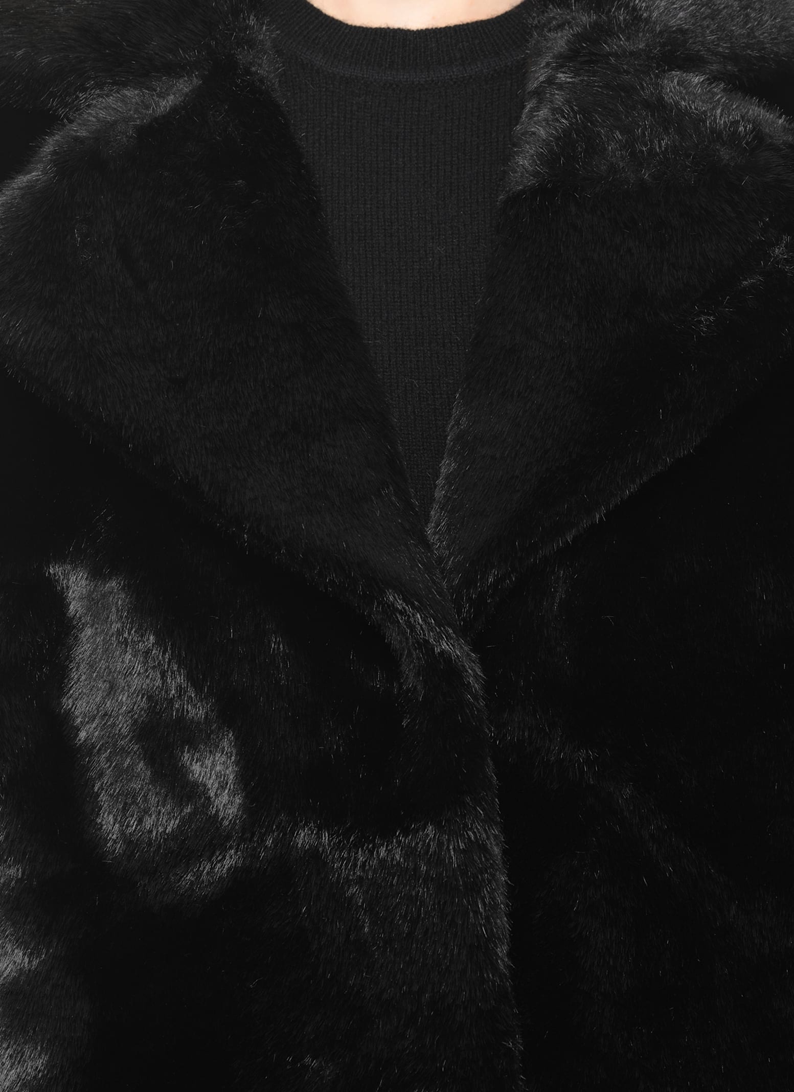 Betta Corradi Synth Fur Coat In Black