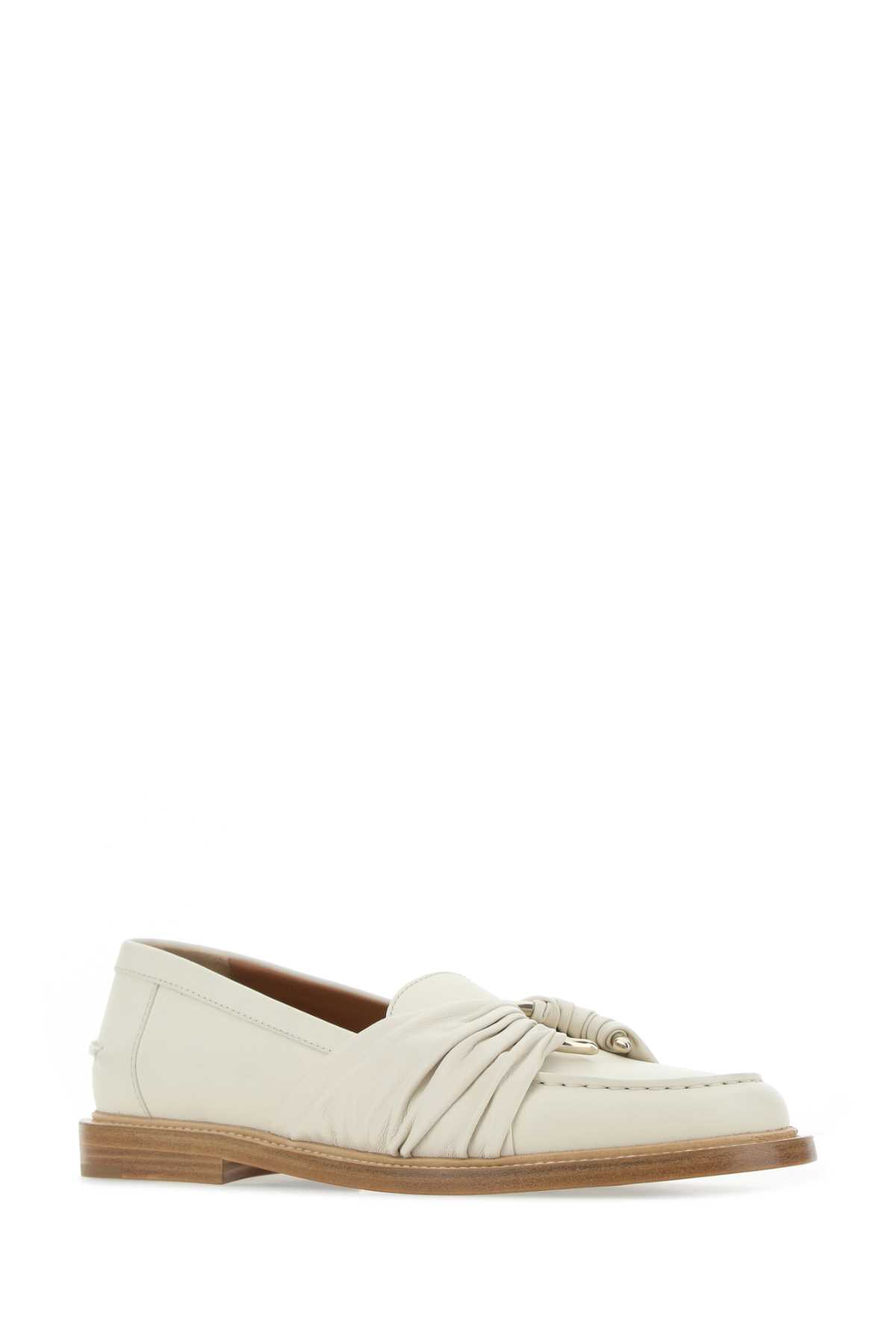 Shop Chloé Ivory Leather Loafers In 122
