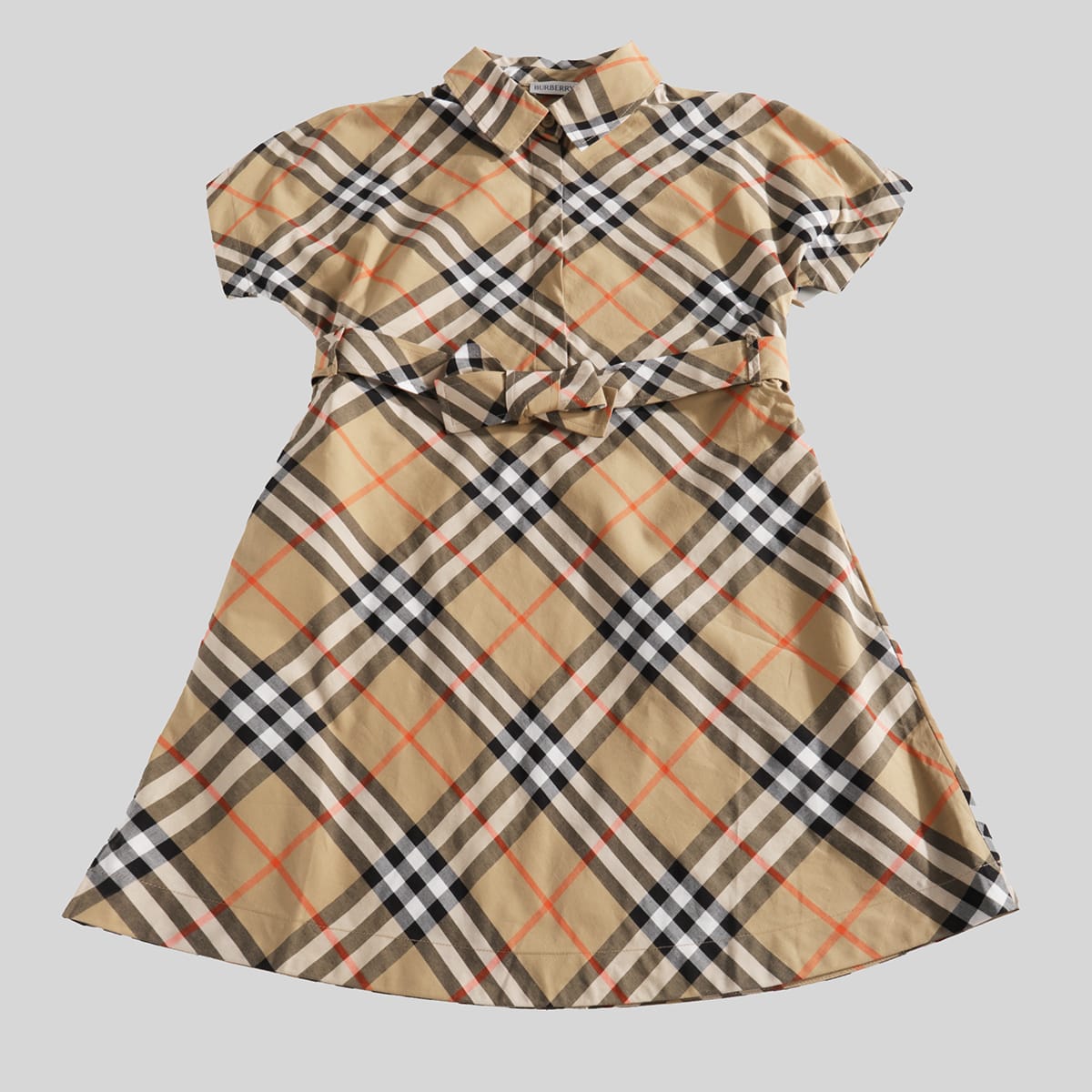 Burberry Girls Sand Ip Check Kids Giulietta Checked Cotton-poplin Dress In Sand Ip Check