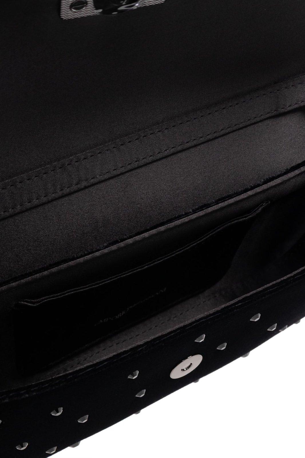 Emporio Armani Velvet Shoulder Bag In Black