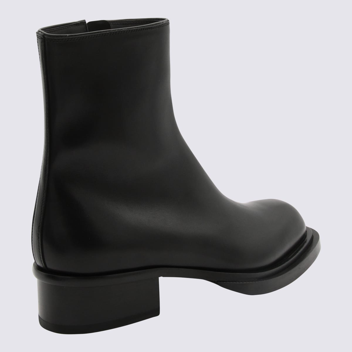 Shop Alexander Mcqueen Black Leather Stack Boots