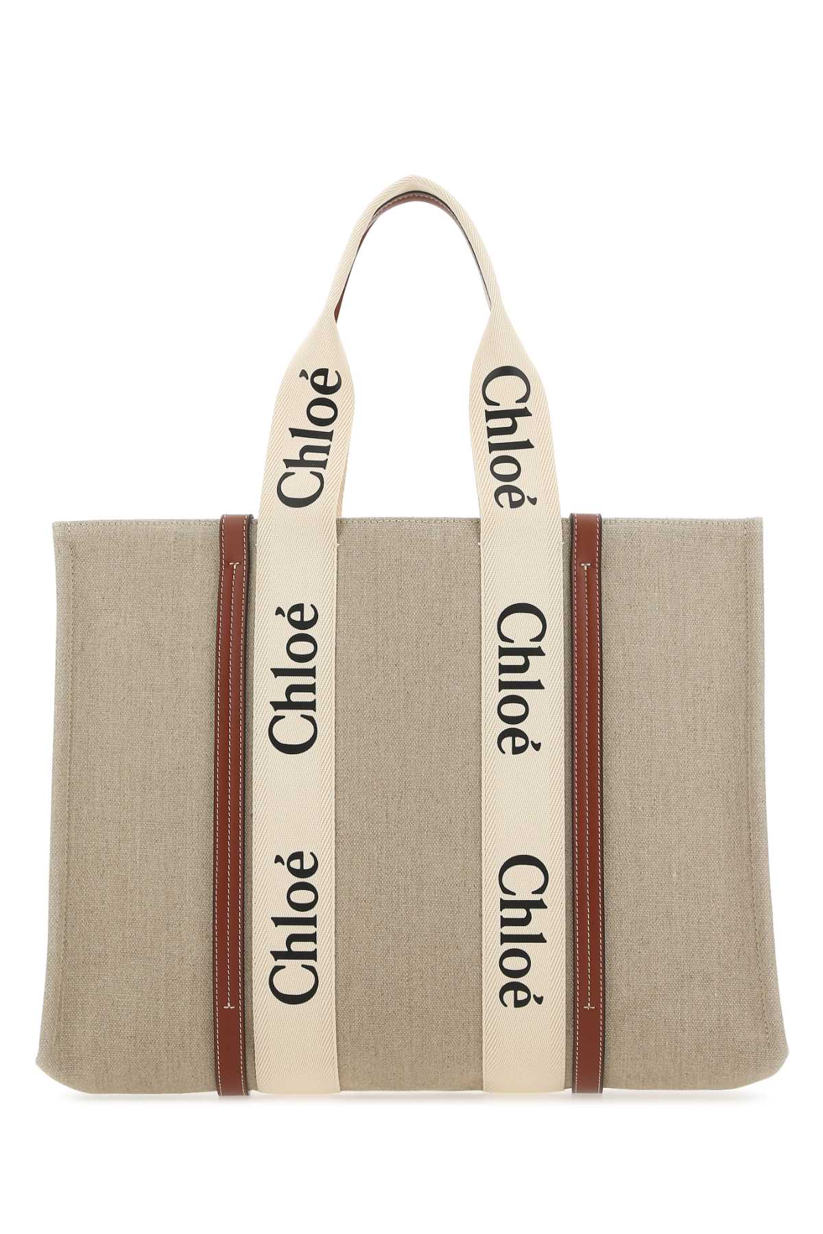 Shop Chloé Two-tone Canvas Large Woody Shopping Bag In 90u