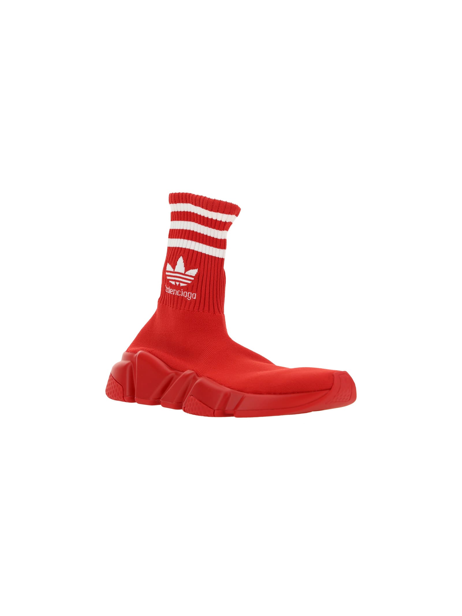 Balenciaga X Adidas -speed Trainers Knitted Sock-sneakers In Red/white Logo