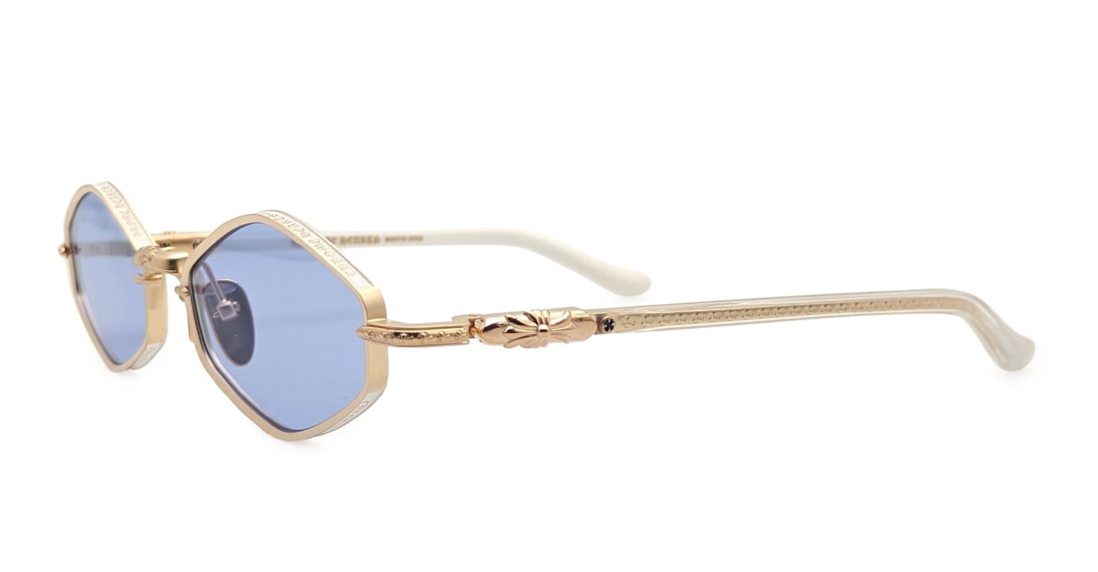 Chrome Hearts Nip Slip - Matte Gold Plated / White Sunglasses In Blue