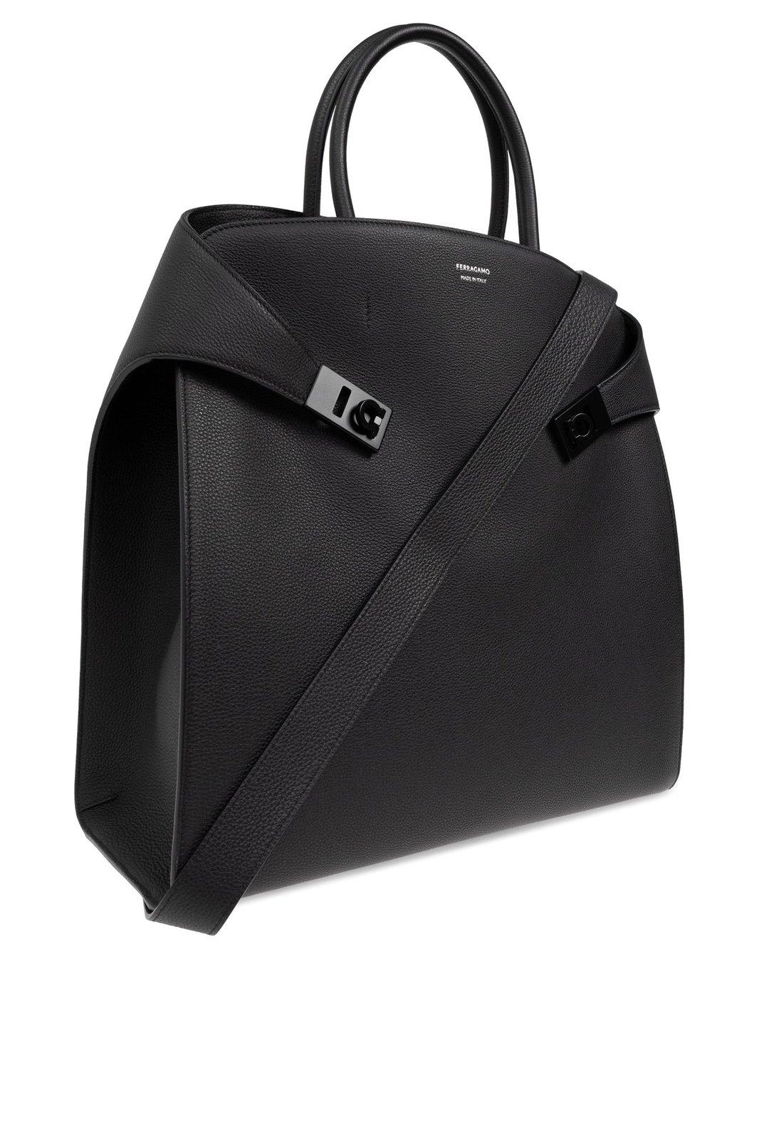 Shop Ferragamo Hug Tote Bag In Black