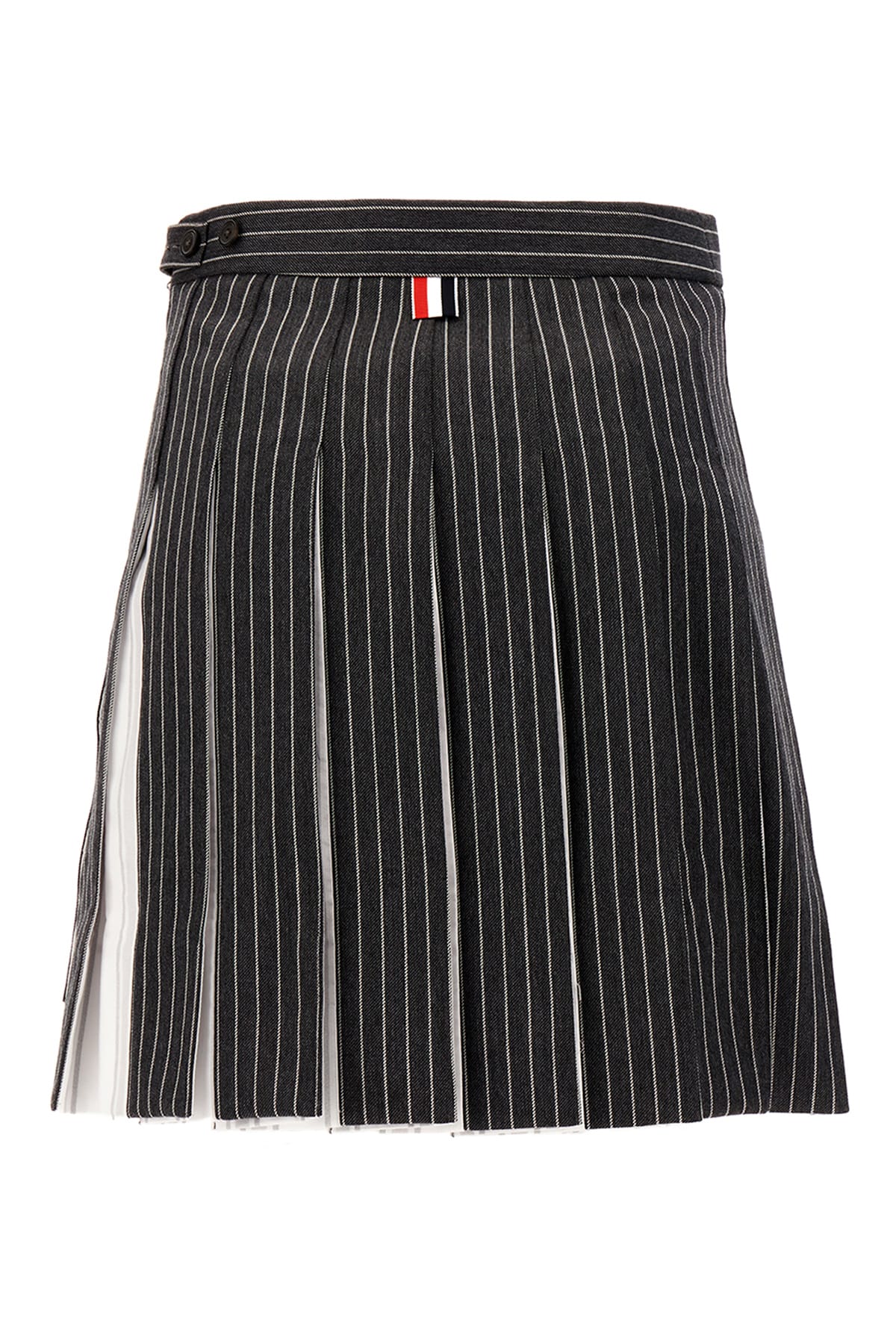 Shop Thom Browne Embroidered Wool Mini Skirt In 035