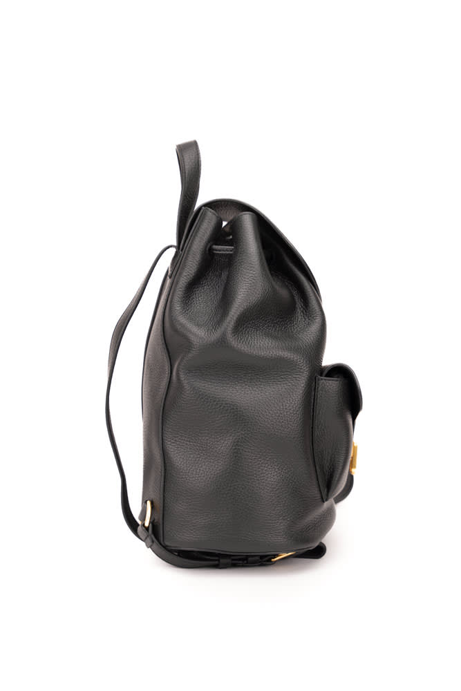 Shop Coccinelle Hammered Leather Backpack In Noir