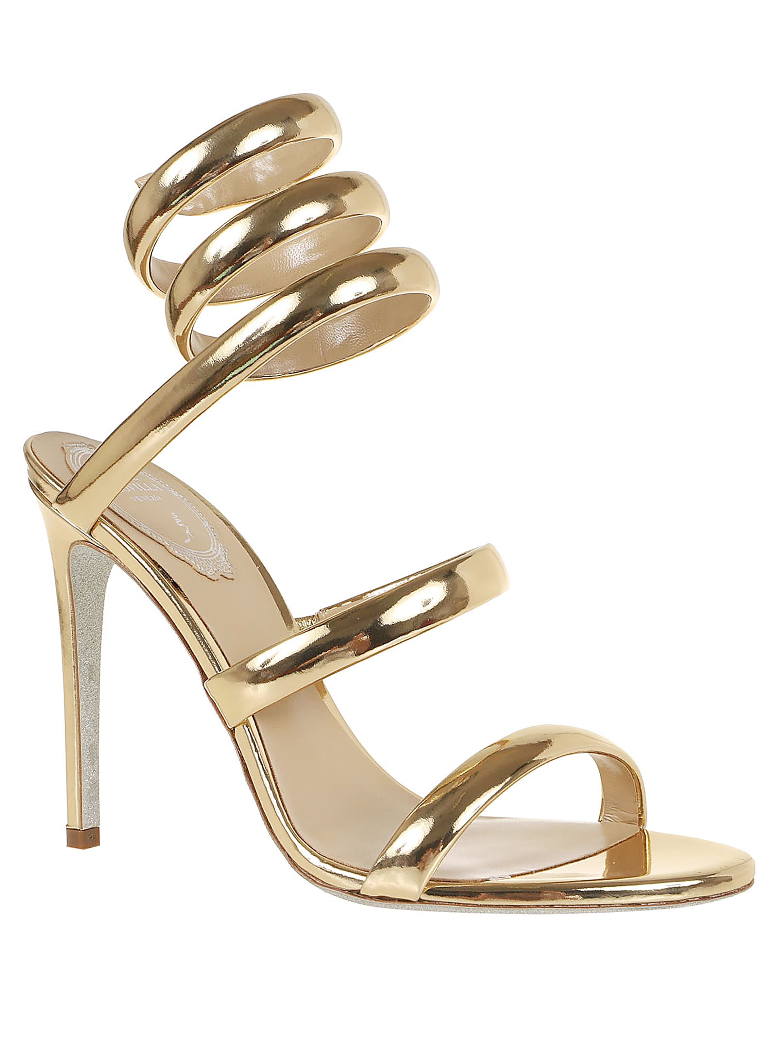 Shop René Caovilla Cleo Sandals In Gold Calf