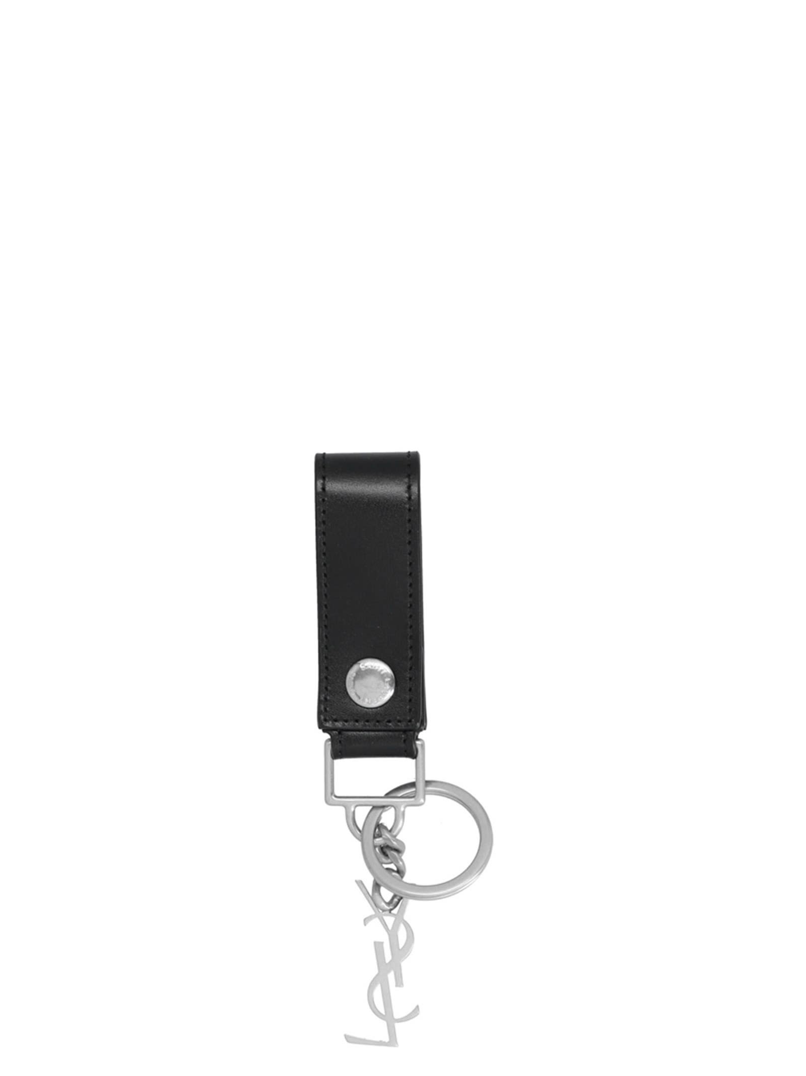 Shop Saint Laurent Monogramme Keyring In Black