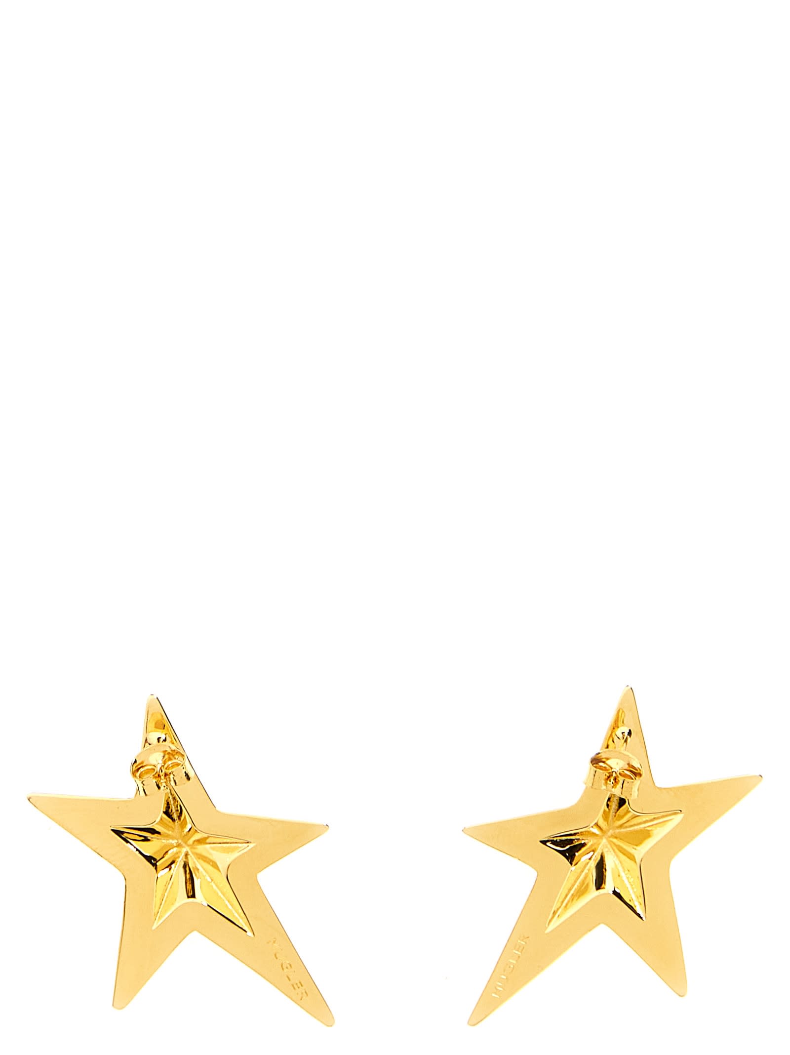 Shop Mugler Maxi Star Earrings In Gold