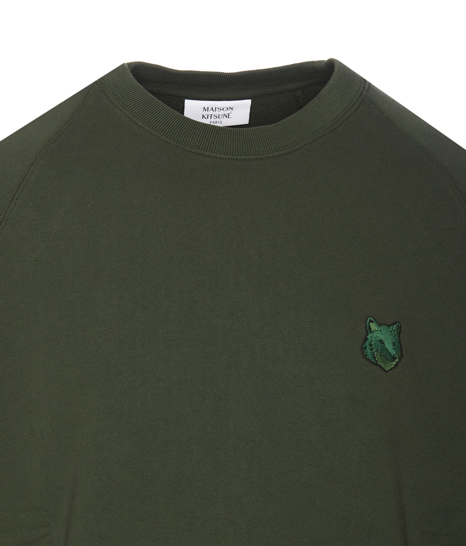 Shop Maison Kitsuné Bold Fox Head Patch Sweatshirt In Green