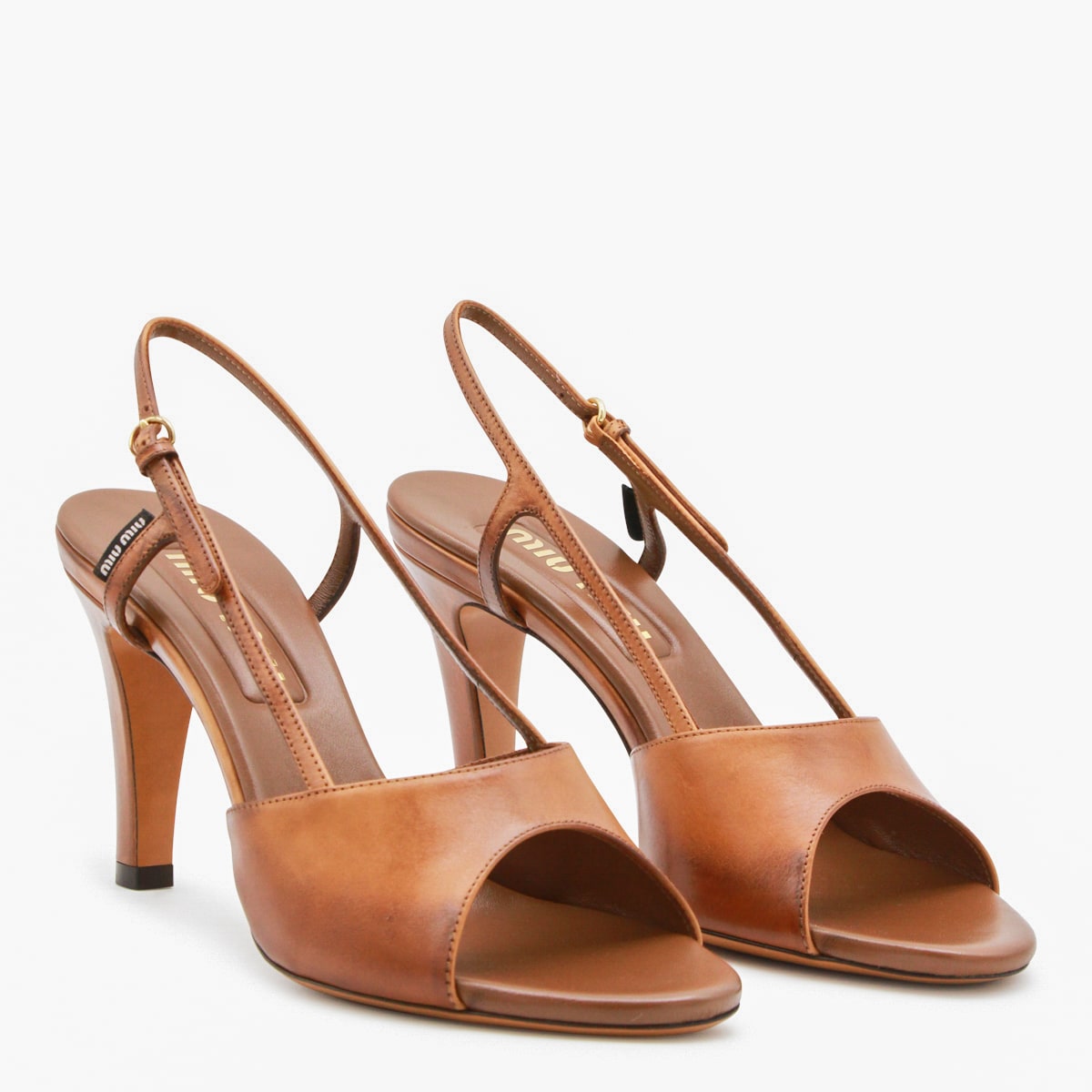 Miu Miu Brown Leather Sandals In Brown