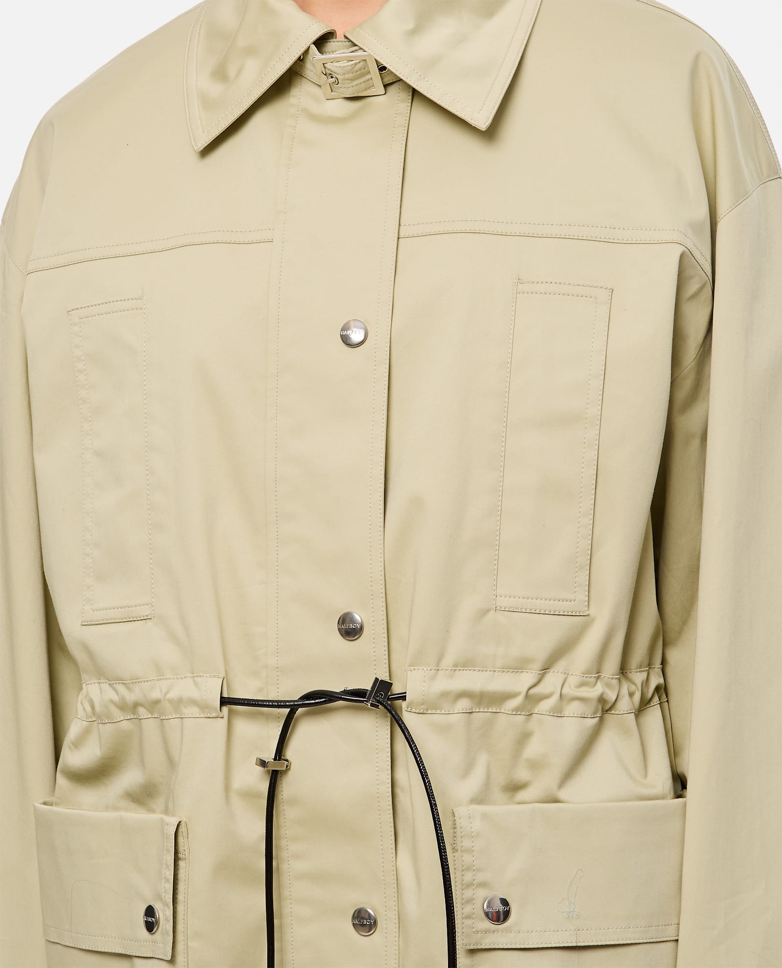 Halfboy Biege Parka With Drawstring Waist In Grey