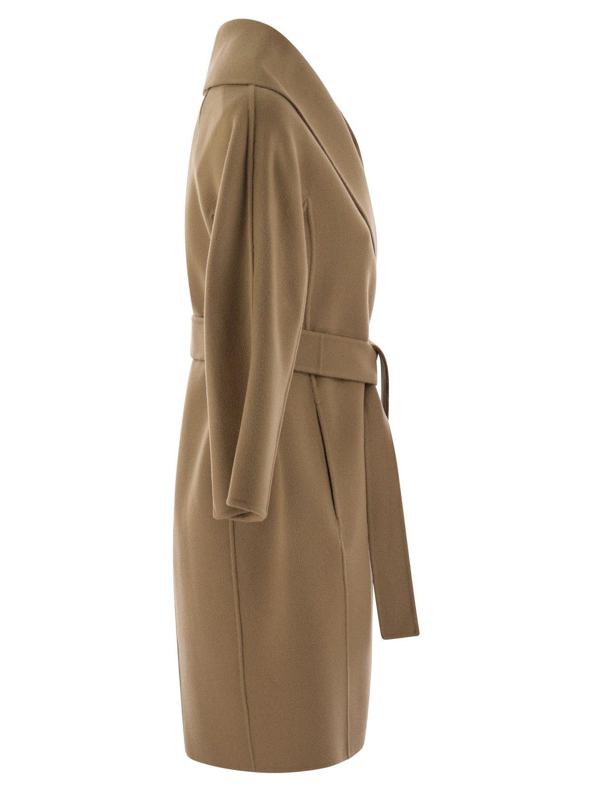 Shop 's Max Mara Belted Long-sleeved Coat In Cammello