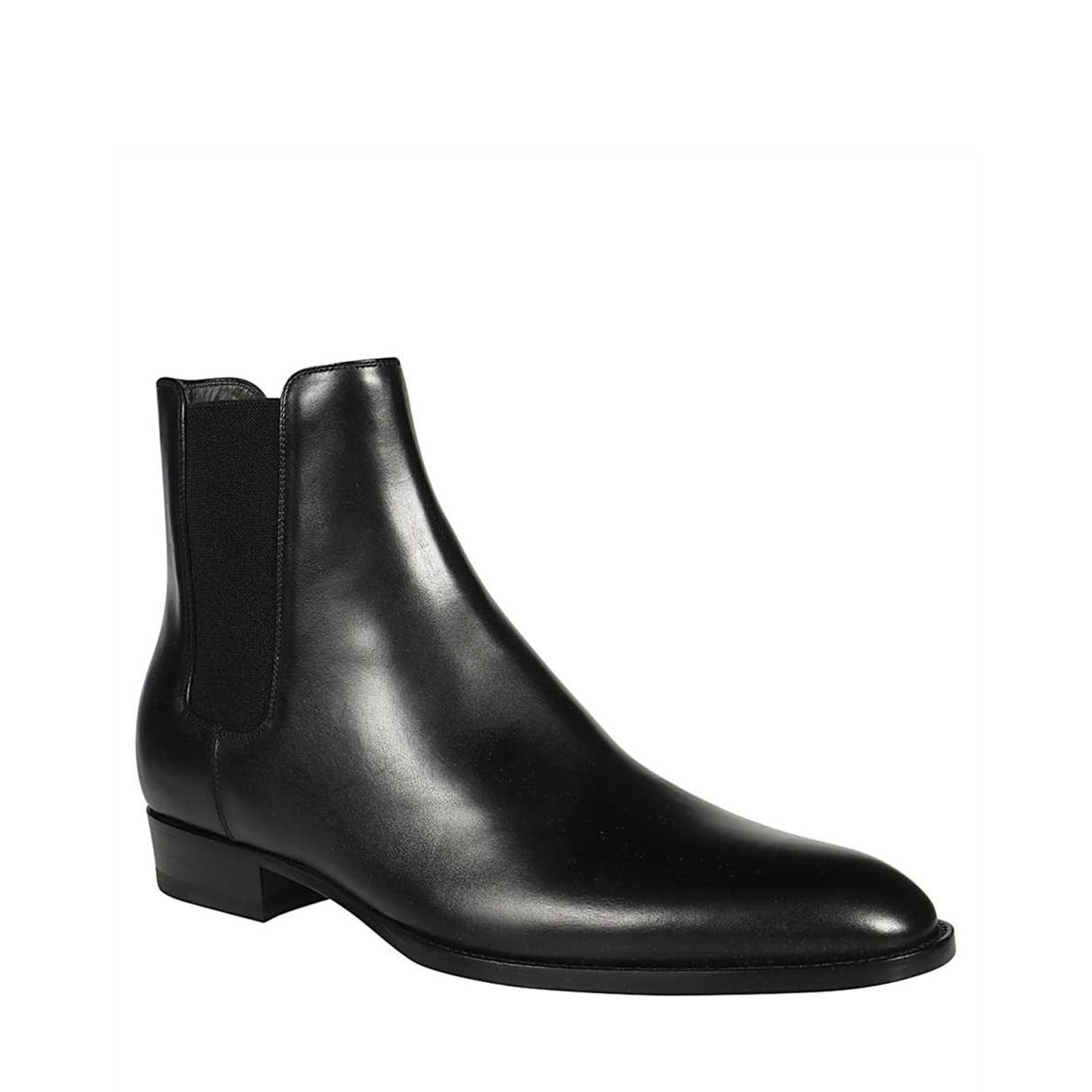 Shop Saint Laurent Chelsea Leather Boots In Black