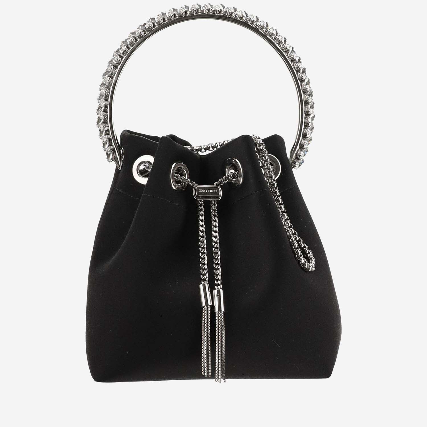 Shop Jimmy Choo Bon Bon Satin Bag In Black