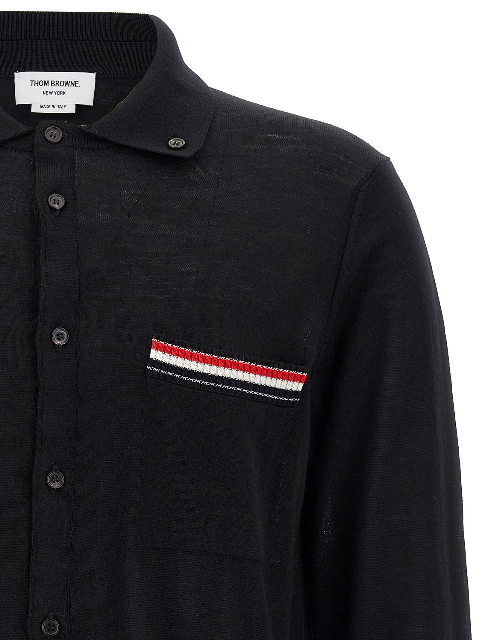 Thom Browne Button-front Knit Cardigan With Grosgrain Detailing In Black