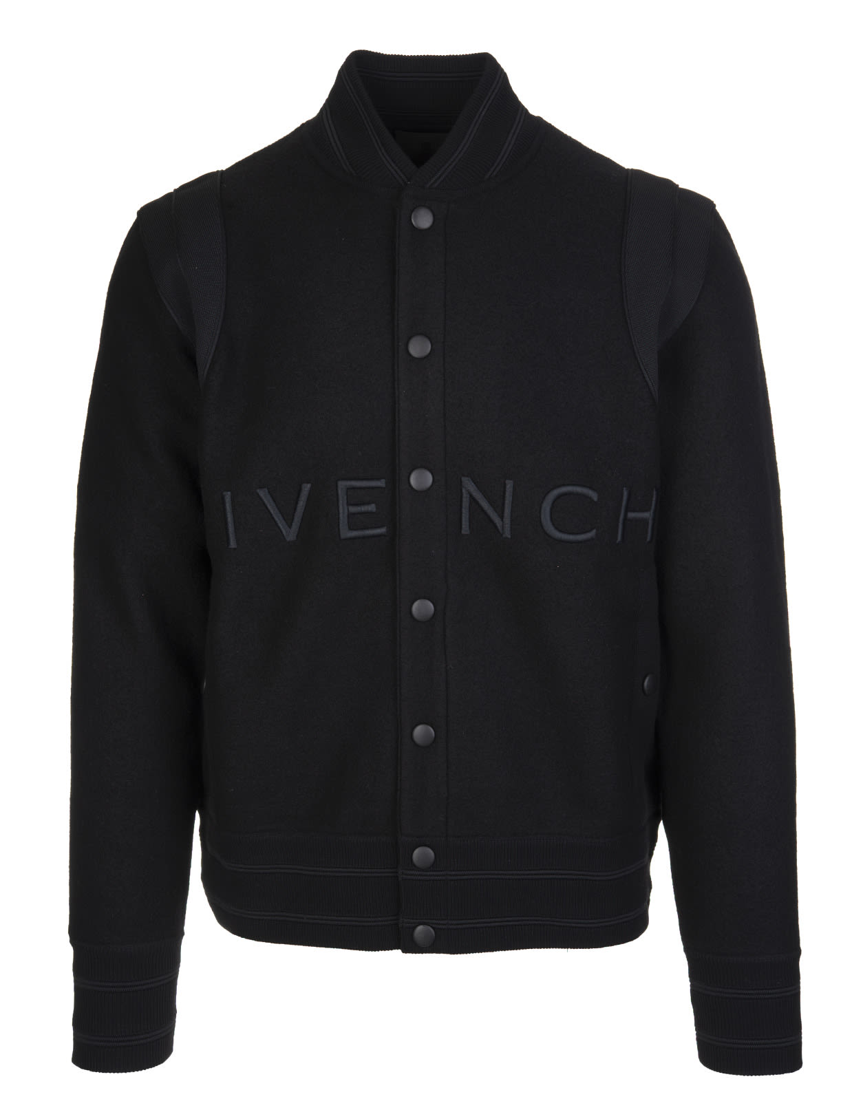 Givenchy Man Black Wool Felt Bomber Jacket With Logo