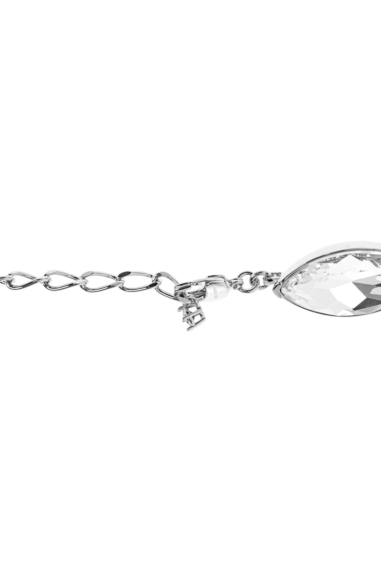 Alexander Mcqueen Short Necklace With Sparkling Crystals In Metallic