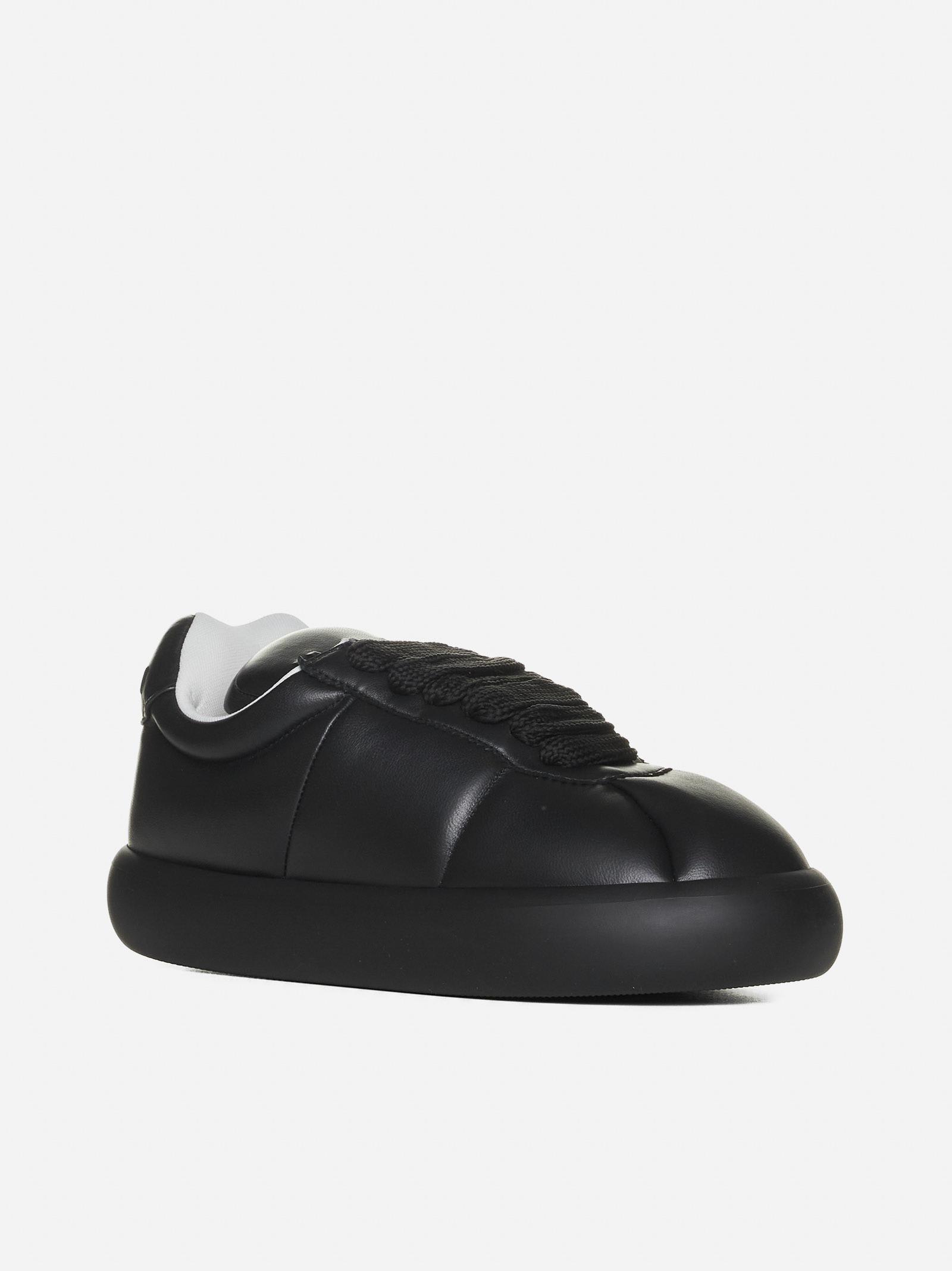 Shop Marni Leather Sneakers In Black