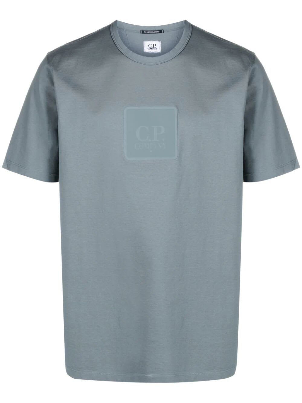 Shop C.p. Company Metropolis Series Mercerized Jersey Logo Badge T-shirt In Turbulence