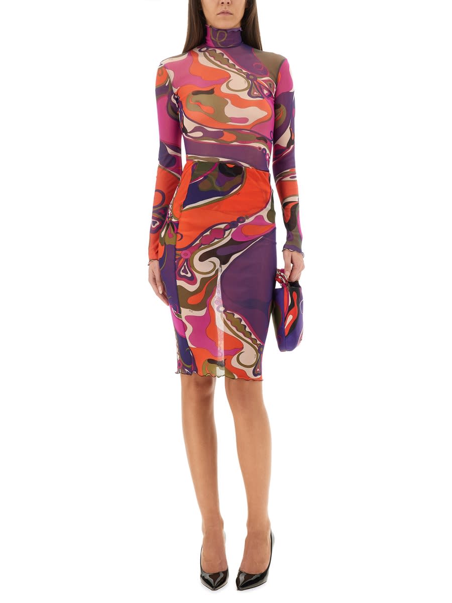 Pucci Orchid Print Midi Skirt In Multi