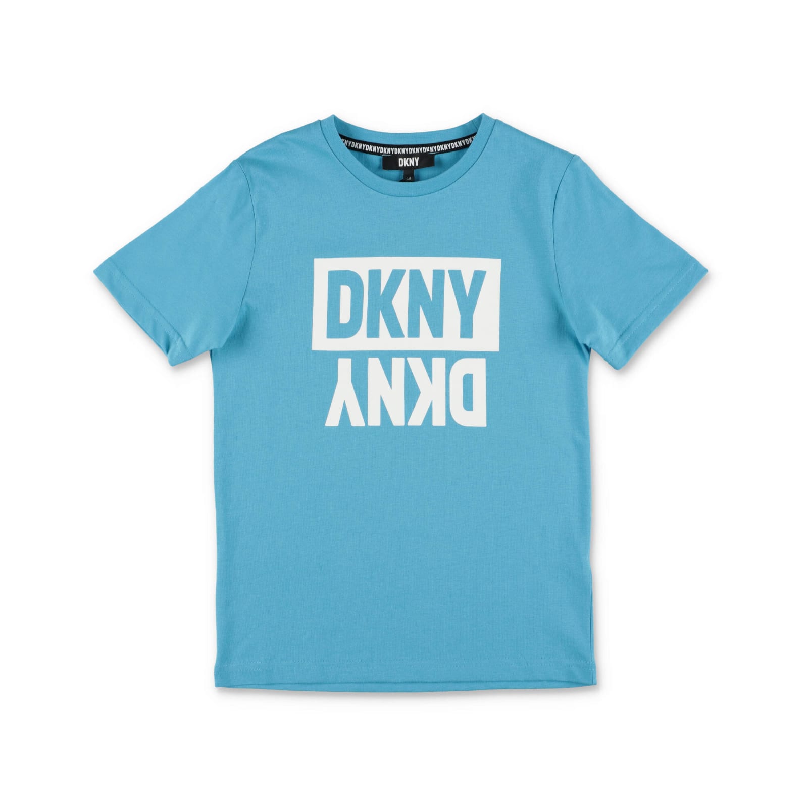 Dkny T-shirt Celeste In Jersey Di Cotone Bambino