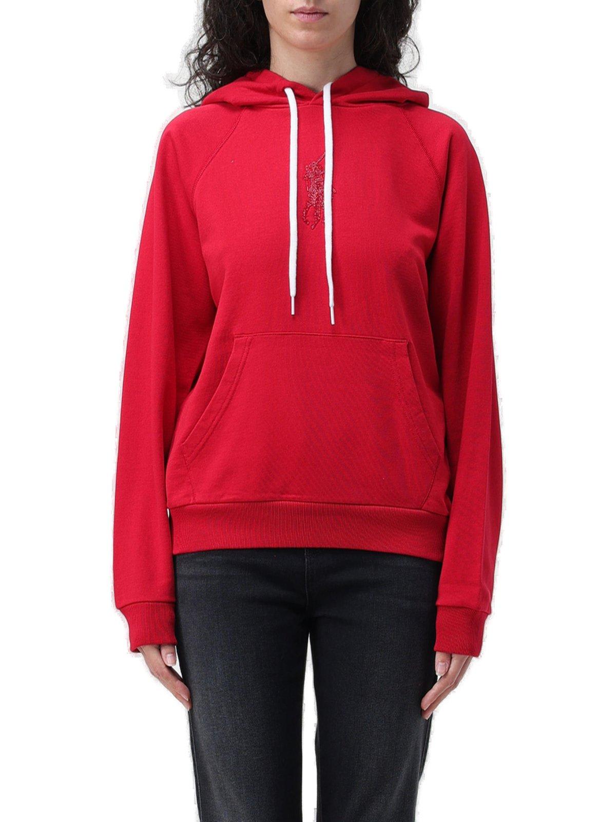 Shop Polo Ralph Lauren Polo Pony Embroidered Drawstring Hoodie  In Red