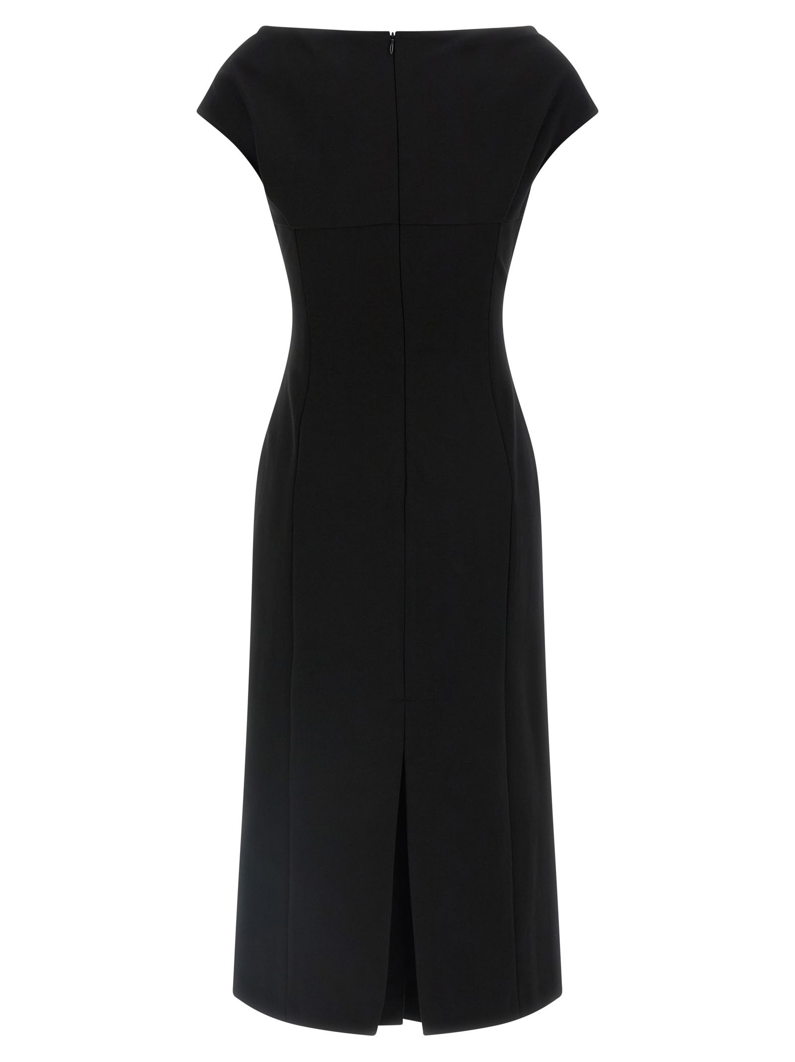 Ermanno Scervino Draped Neckline Midi Length Off-shoulder Dress In Black