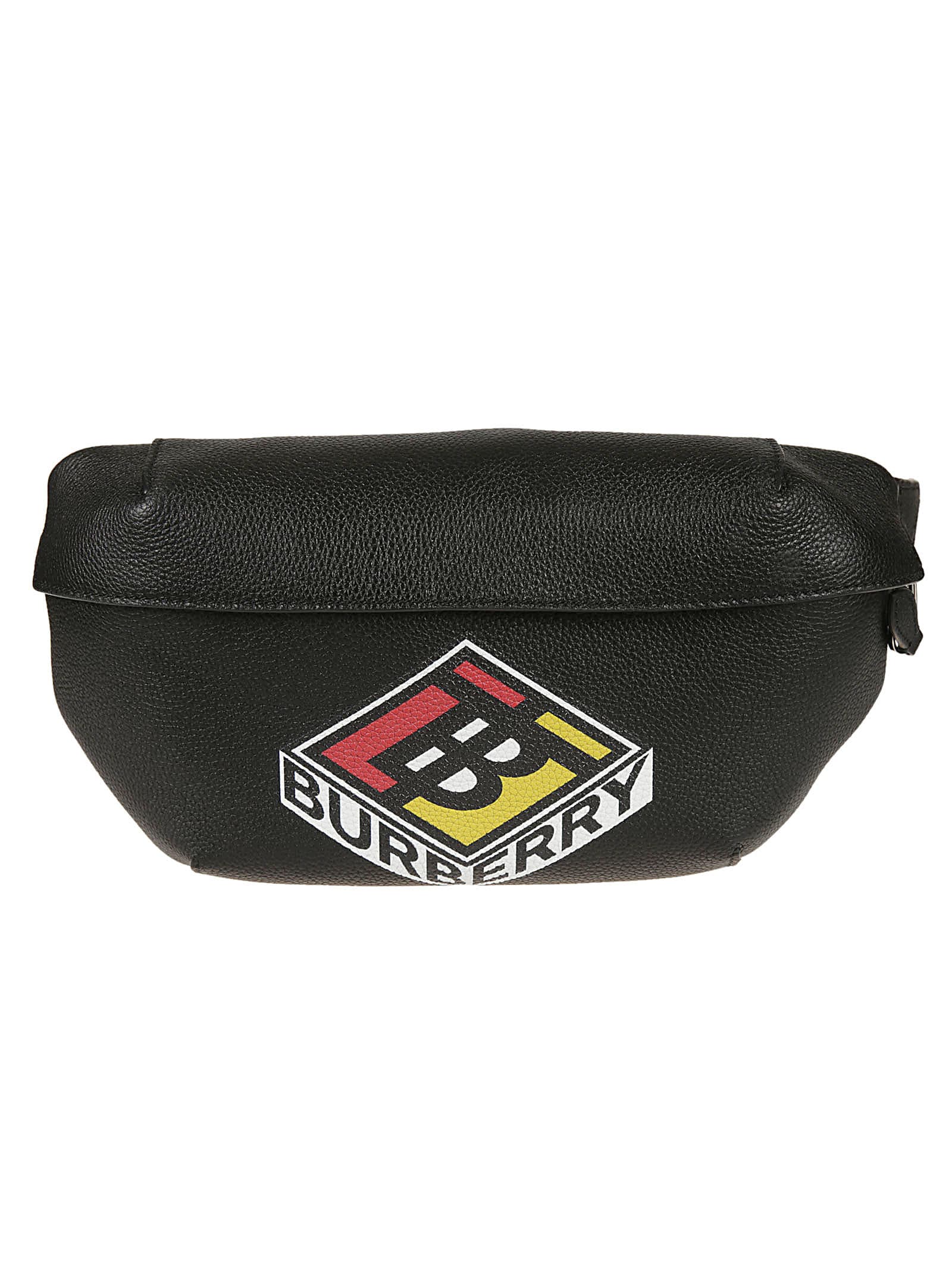 Burberry Logo Printed Belt Bag In Black