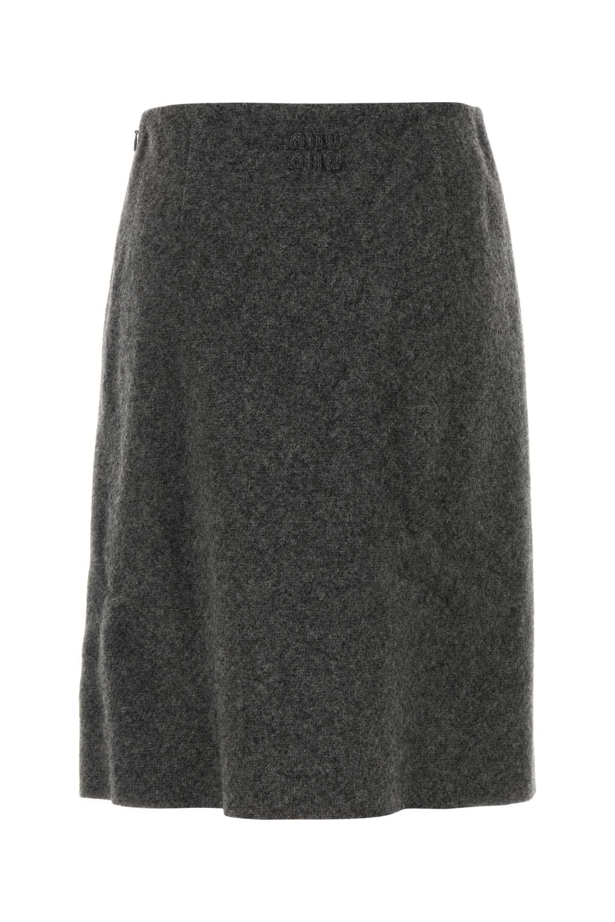Miu Miu High-waisted Wool Skirt For Versatile Styling In Gray