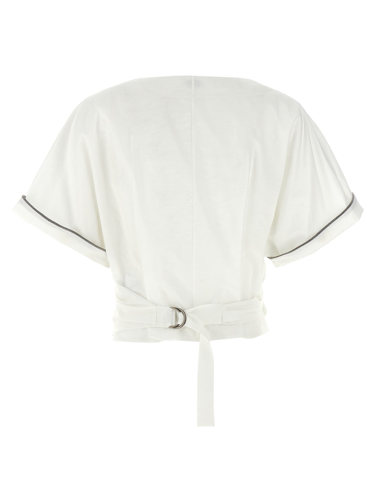Brunello Cucinelli Techno Cotton-blend Poplin Kimono Top In White