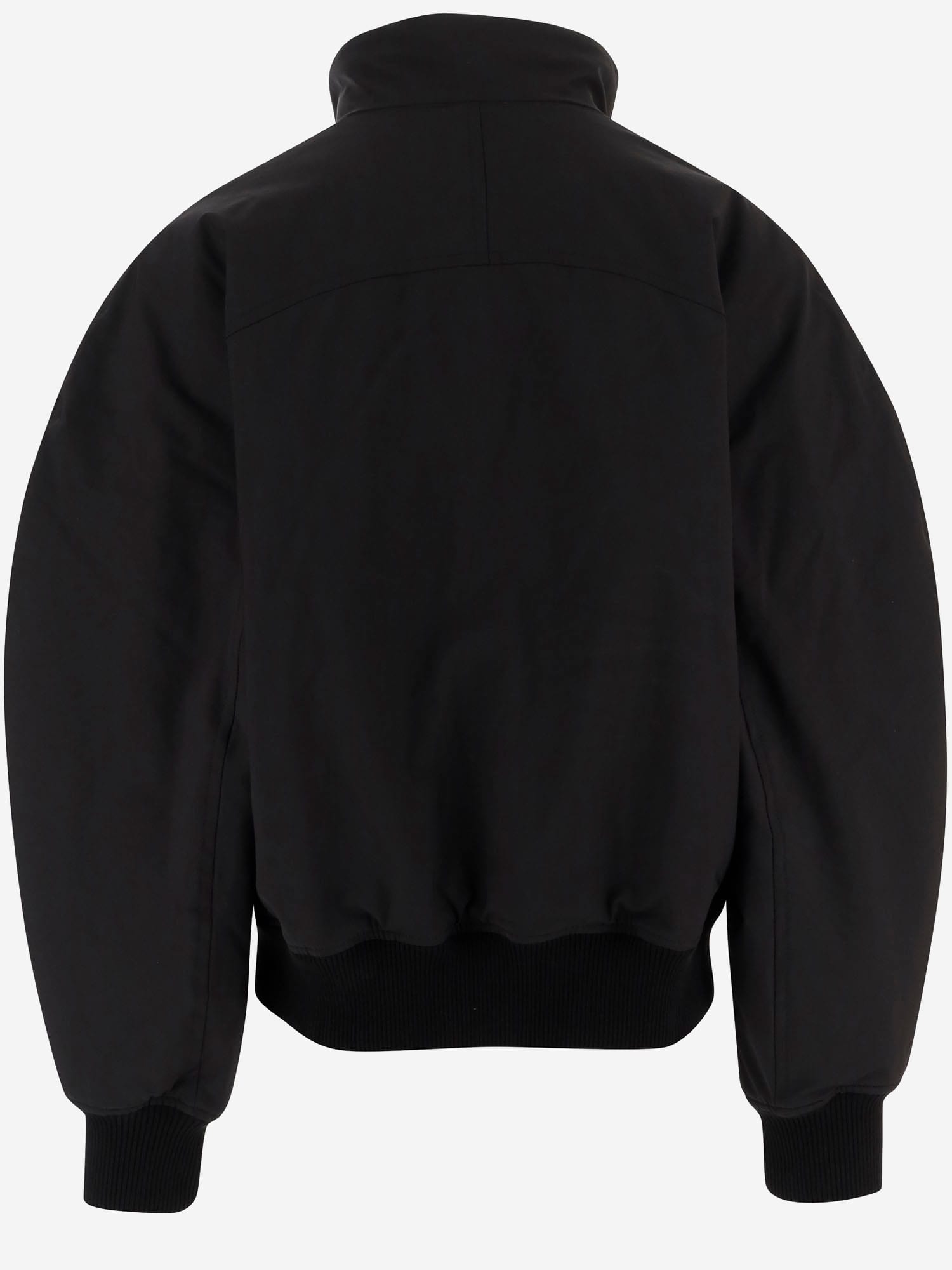 Jacquemus Stretch Cotton Blend Jacket With Zip And High Collar In Black