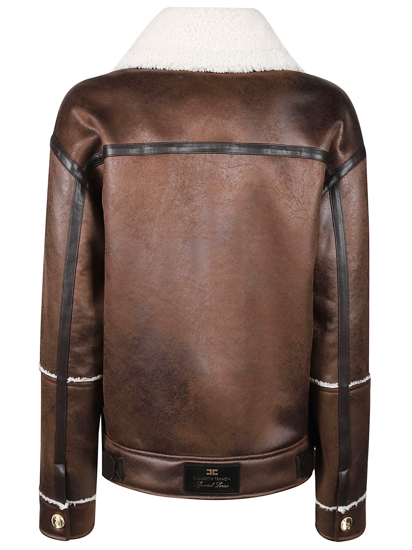 Shop Elisabetta Franchi Aviator Jacket In Cuoio