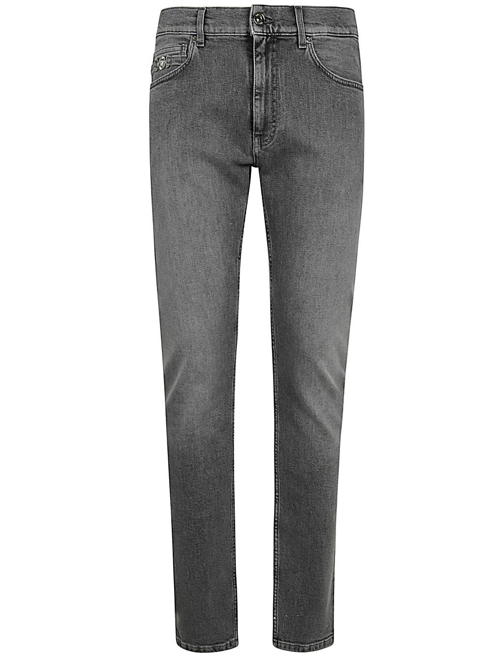 Shop Versace Pant Denim Denim Black Wash S.stone Wash Gray In Mid Grey