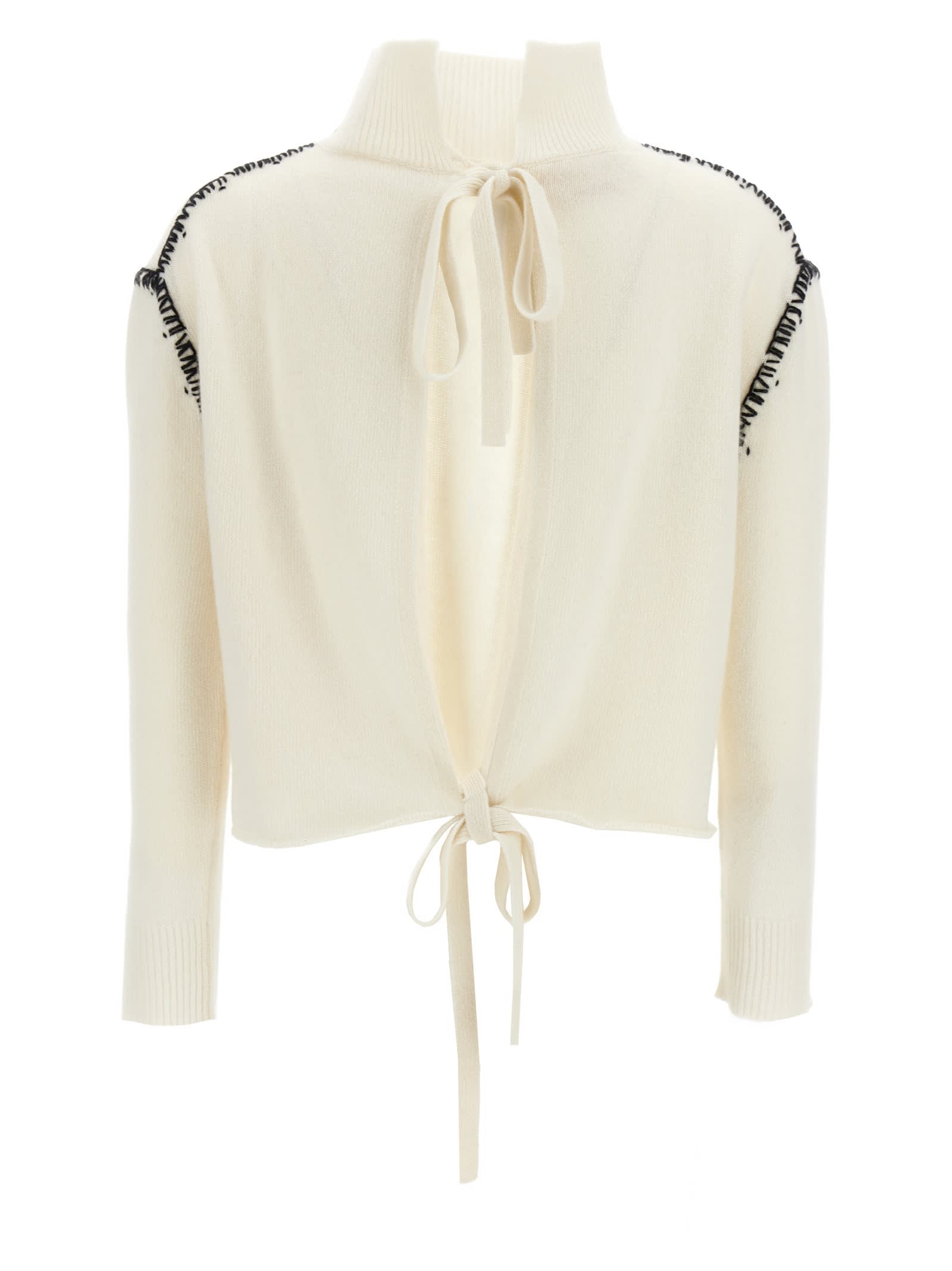 Shop Marni Mending Detail Cardigan In White/black