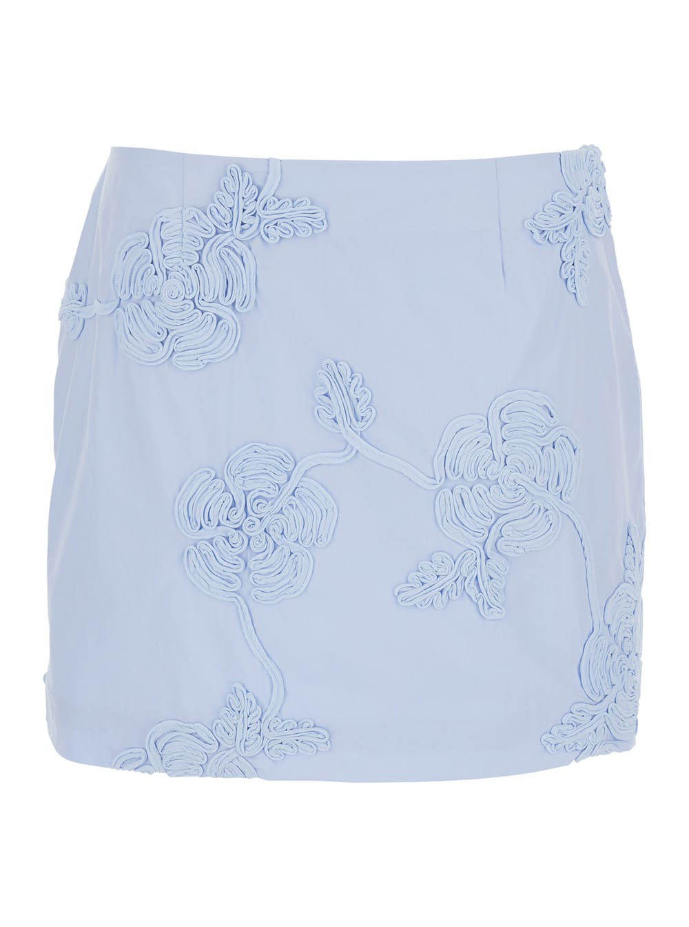 Mini Skirt With Low Waist And All-over Floral Motif In Cotton