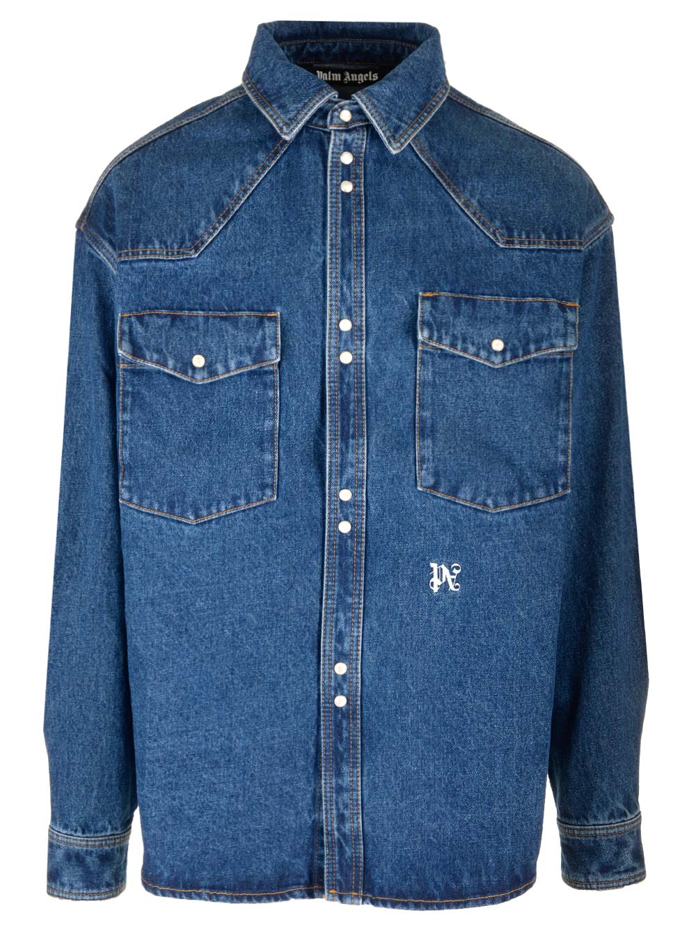 Shop Palm Angels Blue Denim Overshirt In Light Blue