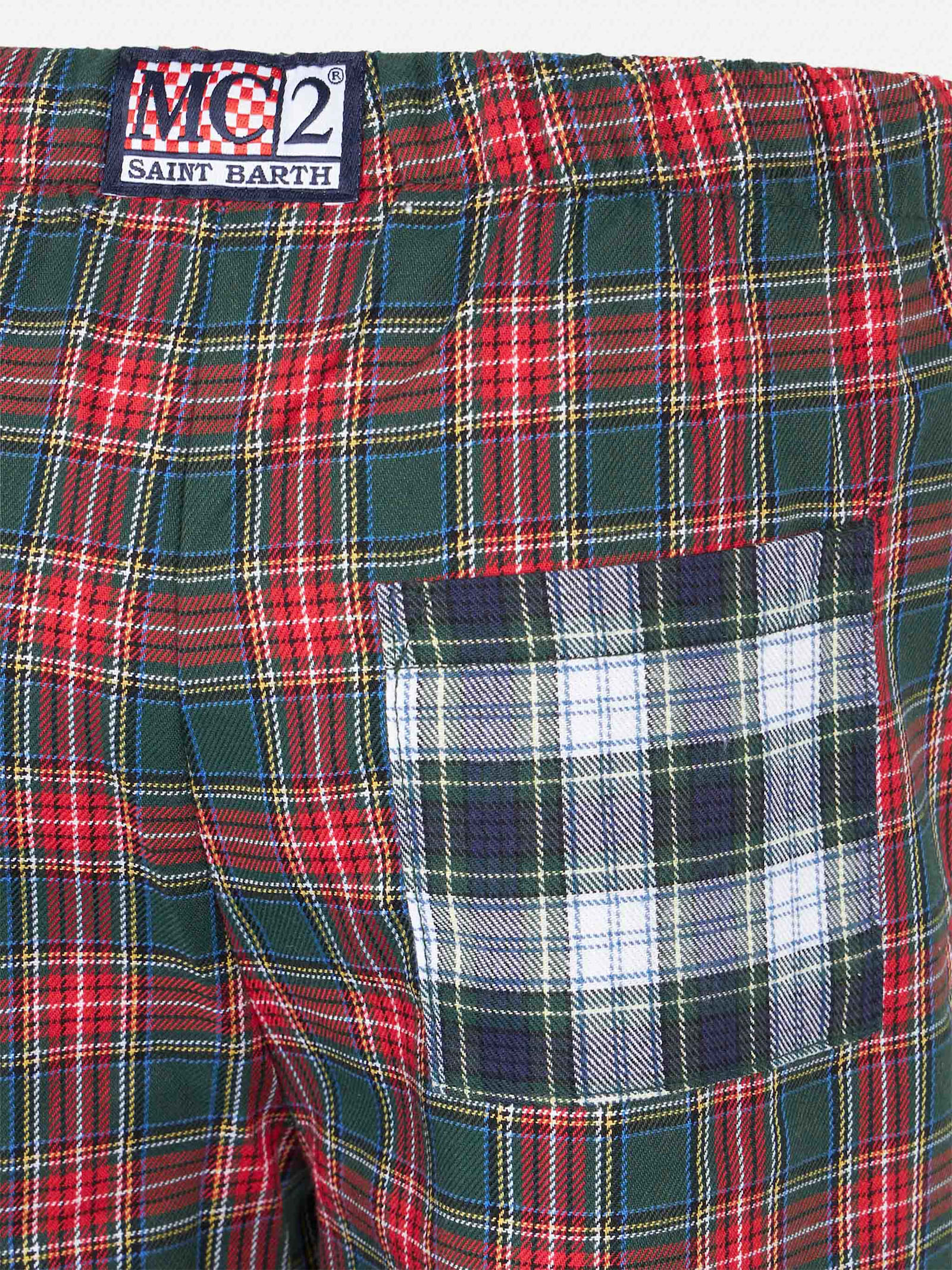 Shop Mc2 Saint Barth Kid Pajama Pants With Tartan Print