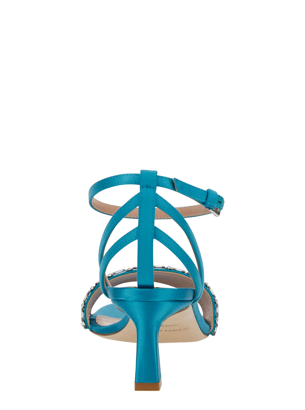 Shop Alberta Ferretti Light Blue Sandals With Mirror-like Details In Leather Woman